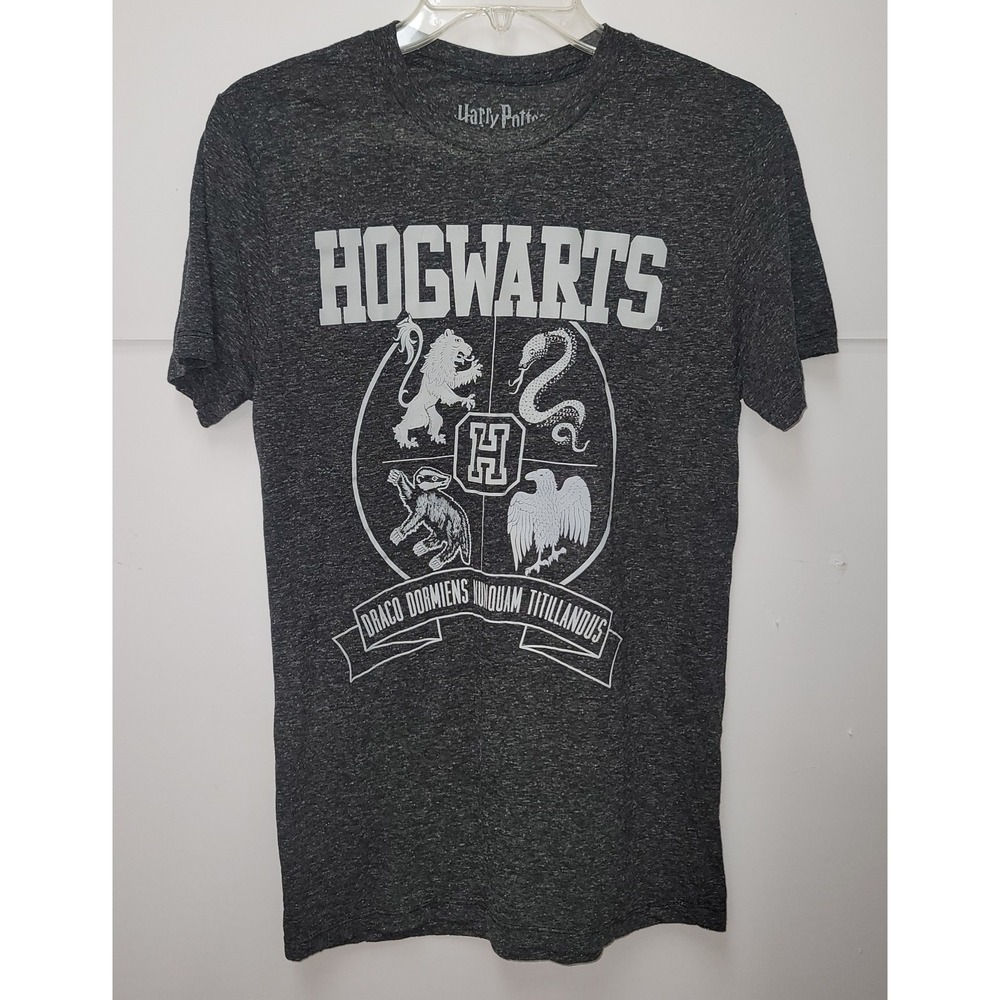 Harry Potter T-Shirt Men Charcoal Hogwarts Crest Graphic Streetwear Whimsigoth S